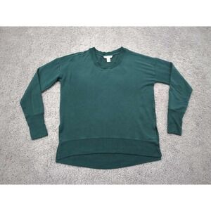 Athleta Sweater Womens‎ Small Green Pullover Crew Neck Long Sleeve Fleece